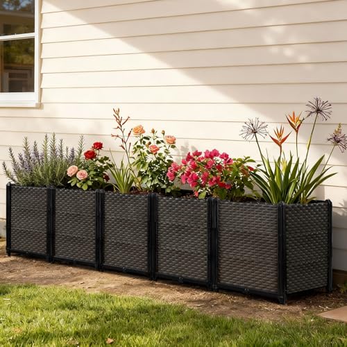 Large Raised Planter Box Outdoor Self Watering 78.7"x15.7"x19.7", Deep Raised Garden Bed - Elevated Garden Box with Drainage Plug, Rectangular Garden Planter Perfect for Patio Balcony Deck - size: L 79"xW 16"xH 20"