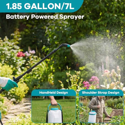 1.85 Gal Battery Powered Sprayer, with Adjustable Shoulder Strap - size: 1.85 Gal