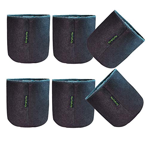 HORTIPOTS Fabric Pots 1 Gallon Non So Floppy Air Pruning Cloth Grow Bags Black Gray (Pack of 6) - size: 1GAL-Pack of 6