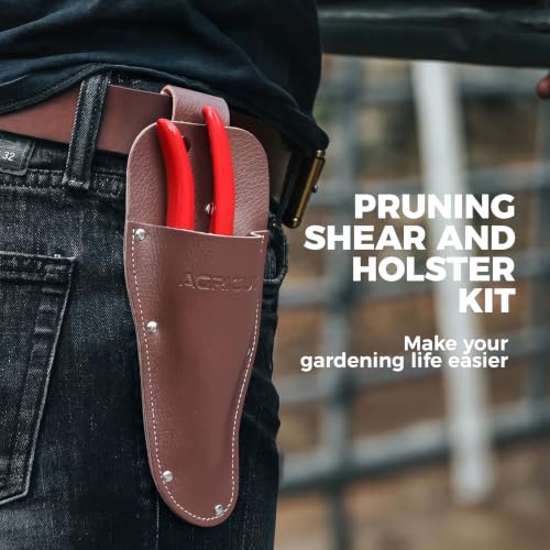 AGRICUT Hand Pruners with Sheath, Gardening Shears Scissors with Sheath - style: Aluminum Handle, High Carbon Steel PRO with Sheath