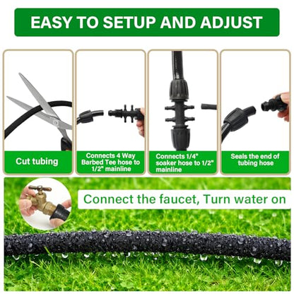 MIXC Drip Irrigation System with 100FT 1/4" Soaker Hose - size: 110ft