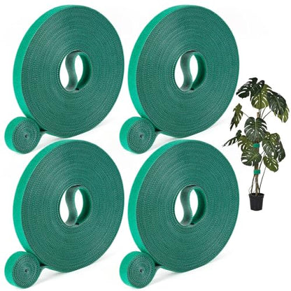 4 Roll Plant Tape Garden Ties, 131 Ft Green Plant Ties for Climbing Plants, 1/2" Adjustable Twist Ties for Plants Support, Reusable Nylon Gardening Tape for Growing, Home, Office - size: 4 Roll,131Ft