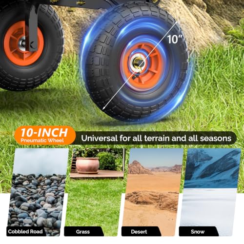 VINGLI Dump Cart Wagon, 440LBS Quick-Release Dump Wheelbarrow, All-Terrain 10" Tires Garden Wagon for Yard, Lawn and Outdoor Use (Black) - color: Black