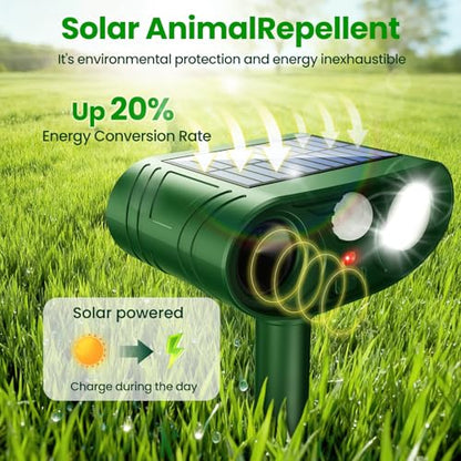 2026 Newly Advanced Ultrasonic Solar Animal Repellent Outdoor (2-Pack)