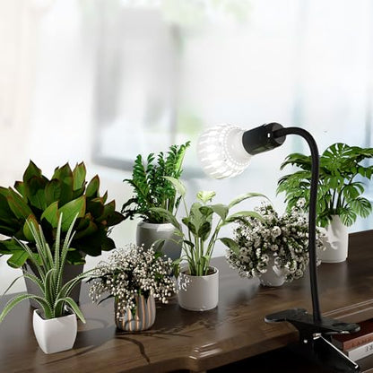 GooingTop Grow Light,24W (160Watts Equiv) 5000K White Full Spectrum LED Growing Lamp Clip on Desk for Indoor Plants,Bulbs Replaceable & Non-dimmable (Black, 80W) - size: 80W
