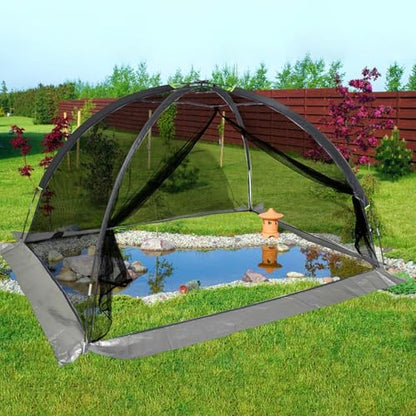 Heavy Duty Nylon Pond Cover Net 10x8 FT - Zippered Dome Mesh - size: 10x8FT