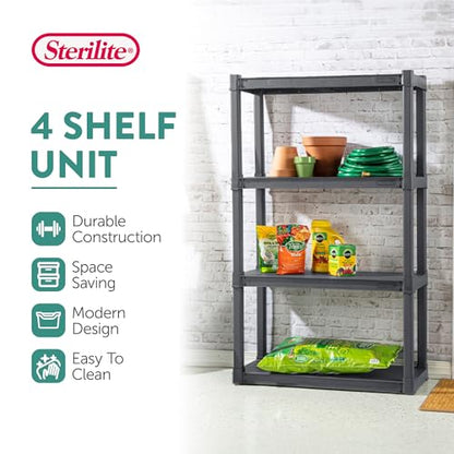 Sterilite 4 Shelf Unit, Heavy-Duty Plastic Utility Storage Rack, 2-Pack - size: 4 Shelf, style: 2 Pack