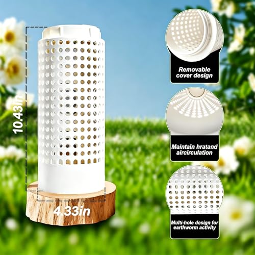 In-Ground Worm Farm Compost Bin with Holes and lid, mini Garden vermicomposting bin for composting Kitchen Food Waste, Suitable for Gardening and Vegetable Patches