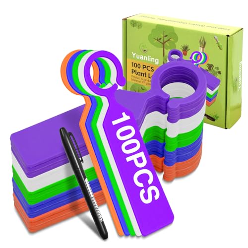 Plant Labels Yuanling 100Pcs Plastic Waterproof Plant Tree Tags Nursery Garden Markers for Indoor Outdoor Gardening Plants Vegetables Flowers Potted (Mixed 10 Colors with 1 Marker Pen) - color: Mixed 10 Colors