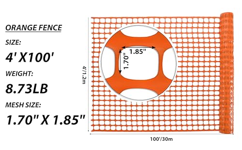 PotatoLife 2-Pack 4'x100' Green Mesh Safety Fence with Zip Ties, Orange - color: Orange, size: 2-Pack 4' x 100' (8.73 lb)