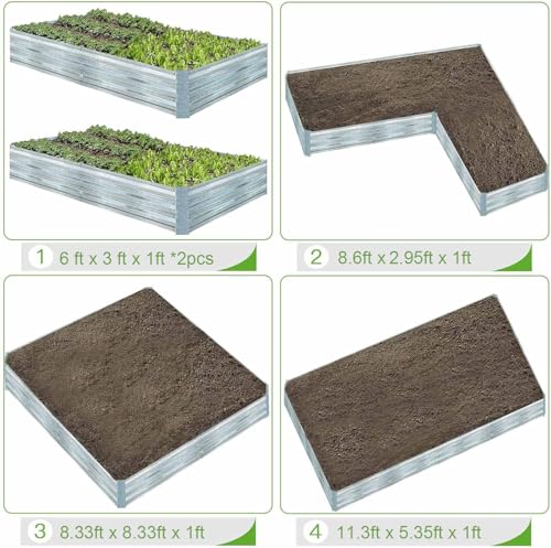 Galvanized Raised Garden Bed 6x3x1ft 2-Pack - size: 6x3x1ft (2 pcs)