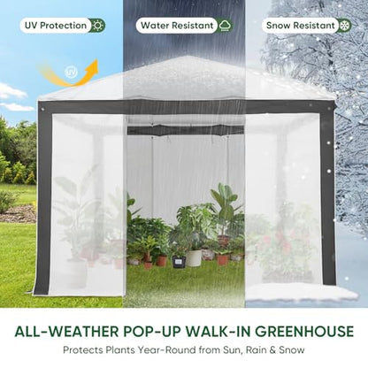 EAGLE PEAK 10x10 Walk in Pop Up Greenhouse, Gray/White - color: Gray/White, size: 10x10