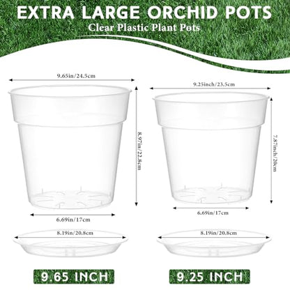 Baderke 3 Pack Clear Nursery Pot,9.25 Inches - size: 9.25 Inches