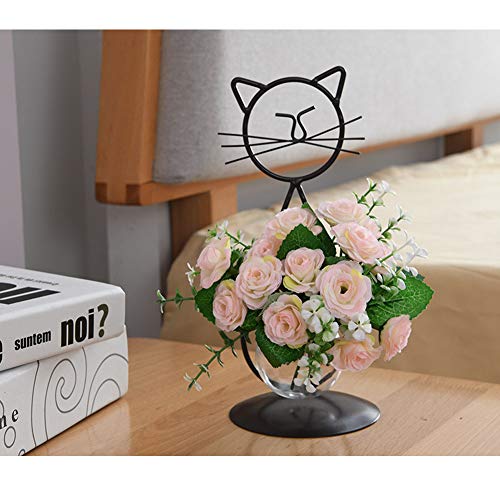 Marbrasse Desktop Glass Planter Vase Holder, Modern Creative Cat Plant Terrarium Metal Stand for Hydroponics Plants Home Garden Wedding Decoration Outdoor Planter Ideas (Style 2) - color: Jklw308-16
