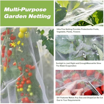 Garden Netting,Plant Covers 5x10 Ft Net Ultra Fine Mesh Protection Netting for Vegetable Plants Fruits Flowers Crops Greenhouse Row Cover Raised Bed Barrier Screen Protection Net Cover - size: 5FT*10FT