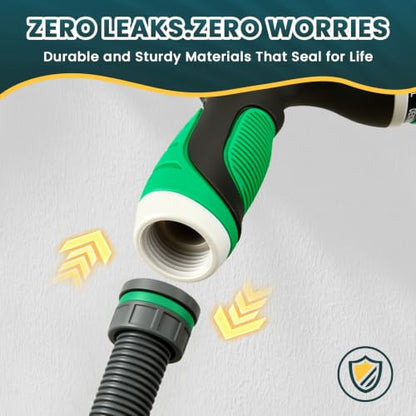 Garden Hose Nozzle,Water Hose Sprayer Thumb Control with 10 Spray Patterns - color: Green