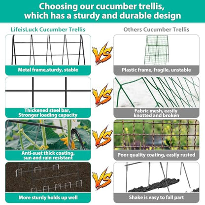 2Packs 17 x 42 Inch Garden Trellis for Raised Beds Foldable Climbing Plant Support Cucumber Trellis Outdoor A-Frame Metal Vegetable Bean Trellis with Garden Supplies for Grape Tomato Peas Flower - size: 2packs 17 x 42 Inch