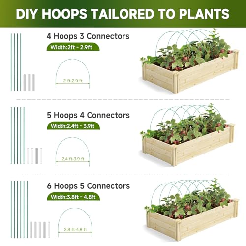 36pcs Garden Hoops for Raised Beds with Garden Netting, Clips