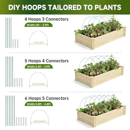 36pcs Garden Hoops for Raised Beds with Garden Netting, Clips