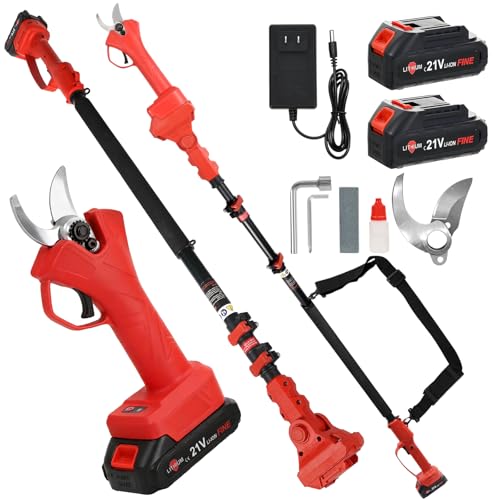 Brushless Electric Pruning Shears Cordless, Pole Pruners for Tree Trimming, Electric Tree pruner Cutter with 2*21V 4000mAH Batteries,15FT Telescoping Rod,1.2 Inch Cutting Diameter, with Replace Blade