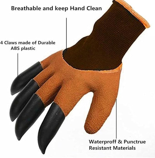 1 Pair Garden Gloves with Claws, Waterproof Latex Gardening Gloves for Yard Lawn Farming Pruning Outdoor Garden Maintenance - color: Brown, size: One Szie