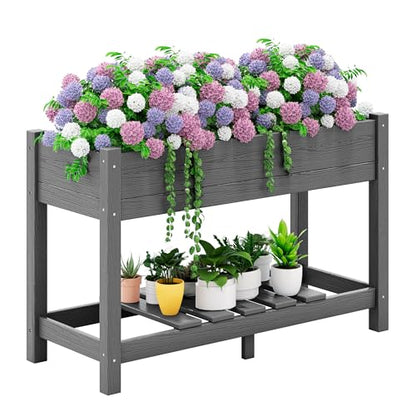 SERWALL Raised Garden Bed with Legs-Gray - color: Gray, size: 1 pack