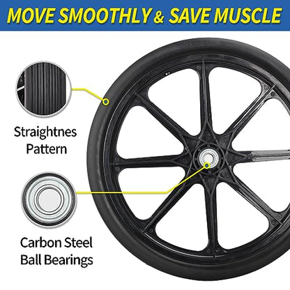 GICOOL 20'' Flat Free Wheels, for Rubbermaid Wheelbarrow Tires, 2 Pack - size: 20'' Flat Free(Straight Tread)