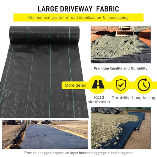 Driveway Fabric, 13x200 ft Road Fabric Commercial Weed Barrier Fabric, Landscape Fabric Heavy Duty 3.5OZ French Drain Fabric for Erosion Control,Landscape Fabric,Weed Barrier,Construction Projects - size: 13x200 ft-3.5OZ