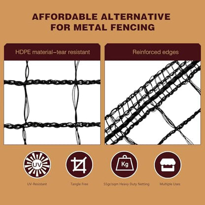 Plastic Mesh Fence Deer Fencing 4x25ft,Reinforced Edges,55gsm Heavy Duty Temporary Fence,Ideal for Garden Netting,Animal Barrier,Safety Netting, Fruit Plant Protection, Black - size: 4ft*25ft