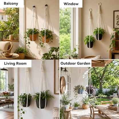 Artilady Macrame Hanging Planters Indoor Plant Hanger, Ivory White - color: White C
