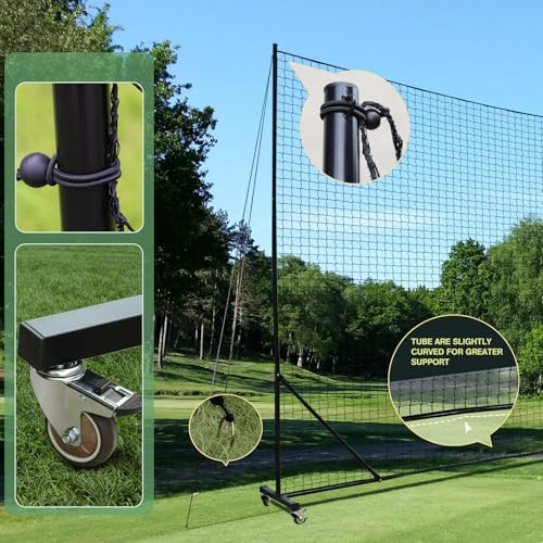 Ball Stop System - Soccer Backstop Net, Heavy Duty, High Impact, Practice Barrier - size: Movable - 4 inch Net, style: 10FT X 10FT