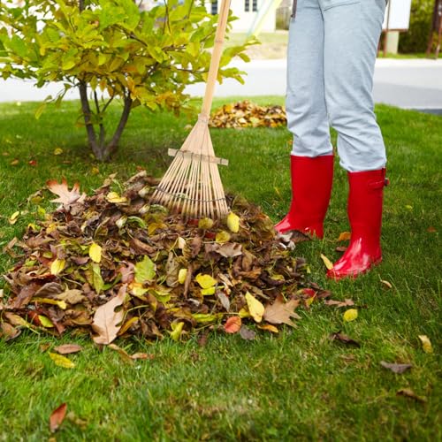 HANABASS Bamboo Garden Rake Small Hand Rake for Soil Loosening Lawn Care Gardening Tool Lightweight Durable