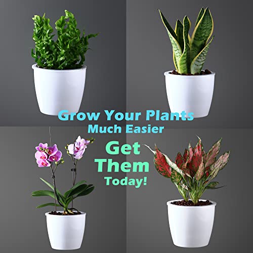 6 Pack 6.7" Self-Watering Planters Flower Pots for Indoor Garden Devil's Ivy, African Violet, Ocean Spider Plant, Orchid, White Color
