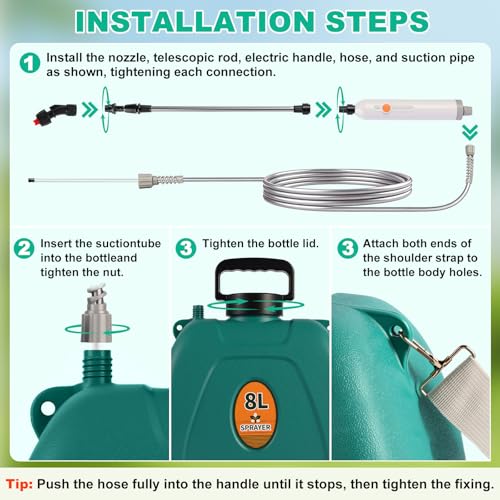 2 Gallon Battery Sprayer with 2 Speeds & Telescopic Wand