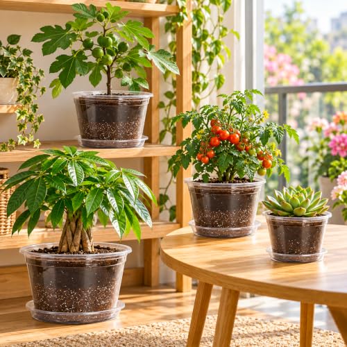 Bluepro Clear Nursery Pots with Saucers, 6/8/10/12 Inch, 20-Pack - size: 6/8/10/12 Inch-20Pcs