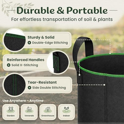 Mabel's Gardening 10-Pack 10 Gallon Grow Bags - Garden Planting Bags 13.4 x 16.3 INCH Made of 8.85 oz/yd² (300g/m²) Felt & Fleece Fabric Plant Pot, Plant Bag, Grow Bag for Carrot Potato Tomato - color: 10-pack, size: 10 Gallon