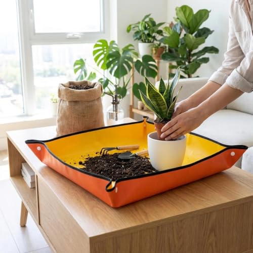 Potting Mat - Greenhouse Waterproof with Snap Corners,1pc (Yellow,50×50cm) - color: Thickened Yellow, size: 50cm*50cm