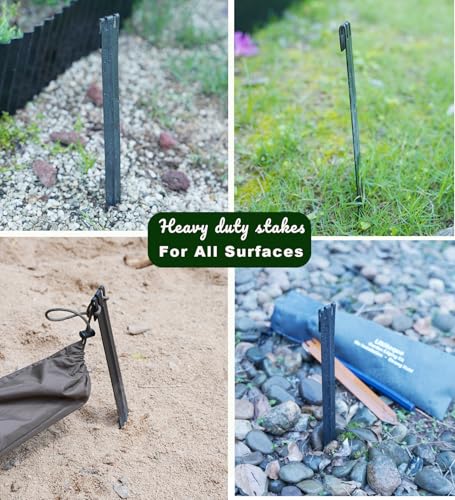 20Pcs 10In Balck Metal No Installation Landscape Edging Stakes - color: Black-20PCS
