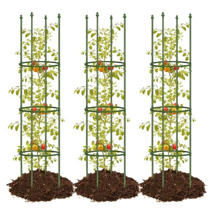 3 Pack 59 Inch Height Adjustable Tomato Cages for Garden - color: Green