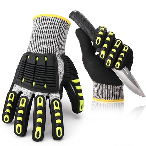 Safety Work Gloves for Men Women, Impact Gloves with Cut Resistant Protection - size: Medium
