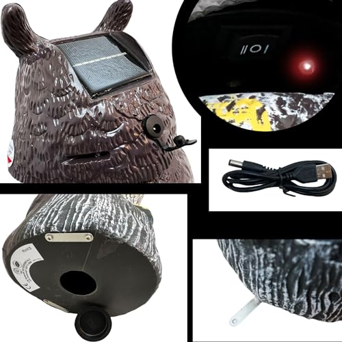 GIFTEXPRESS 1Pcs Solar Power Owl Decoy – 17" Motion Sensor Pest Repellent with Rotating Head, LED Eyes & Sound – Fake Horned Owl for Garden, Yard, Balcony, Farm, Patio, Roof, Lawn- Life Size