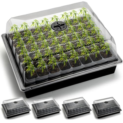 RooTrimmer 5-Pack No-Drip Seed Starting Trays with 4" Humidity Dome - size: 5p Trays+Domes+48 Cells