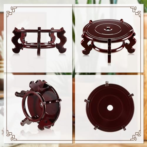 Geetery 2 Pcs 4–12 in Oriental Wooden Plant Stand Indoor Vase Stand, 6 in - size: 6 in