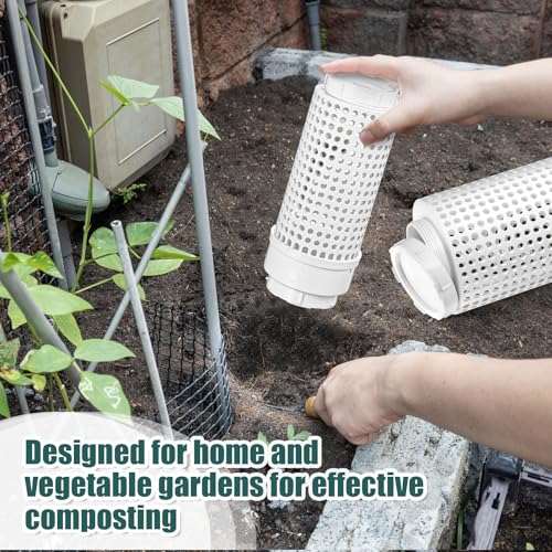 Blosssound 4 Pcs Inground Worm Composter Outdoor Farm Compost Bin Reducing Food Waste Composting Systems Sustainable Worm Composter for Raised Garden Beds at Home
