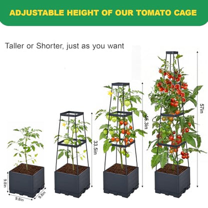 2 Pack Raised Garden Bed, Tomato Cages for Garden, Garden Bed, Tomato Cage, Planter Box with Trellis, 57" Self-Watering Tomato Planter for Climbing Plants Vegetables Flowers Outdoor Indoor - size: 57 inch 2 Pack