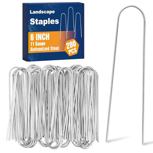 Whonline 200 Pack Landscape Staples, 6 Inch Round-top Garden Stakes - color: 6 Inch/Round Top-200 Pcs