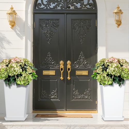 FENCY Set of 2 Tall Outdoor Planters for Climbing Plants, White - color: White-square Classic