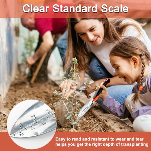 Garden Shovel Trowel Garden Tool with Measurement Mark, Heavy Duty Gardening Shovel Hand Tools Garden Spade with Ergonomic Handle, Small Garden Tools for Gardening Planting Digging Transplanting - style: Trowel with Scales