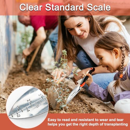 Garden Shovel Trowel Garden Tool with Measurement Mark, Heavy Duty Gardening Shovel Hand Tools Garden Spade with Ergonomic Handle, Small Garden Tools for Gardening Planting Digging Transplanting - style: Trowel with Scales