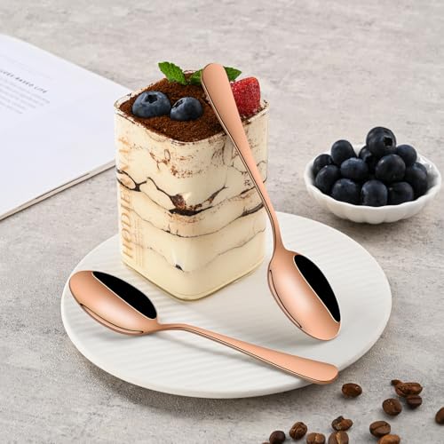 DEHOV 5.5 Inch Rose Gold Small Coffee & Tea & Dessert Spoons Set of 8 - color: Rose Gold